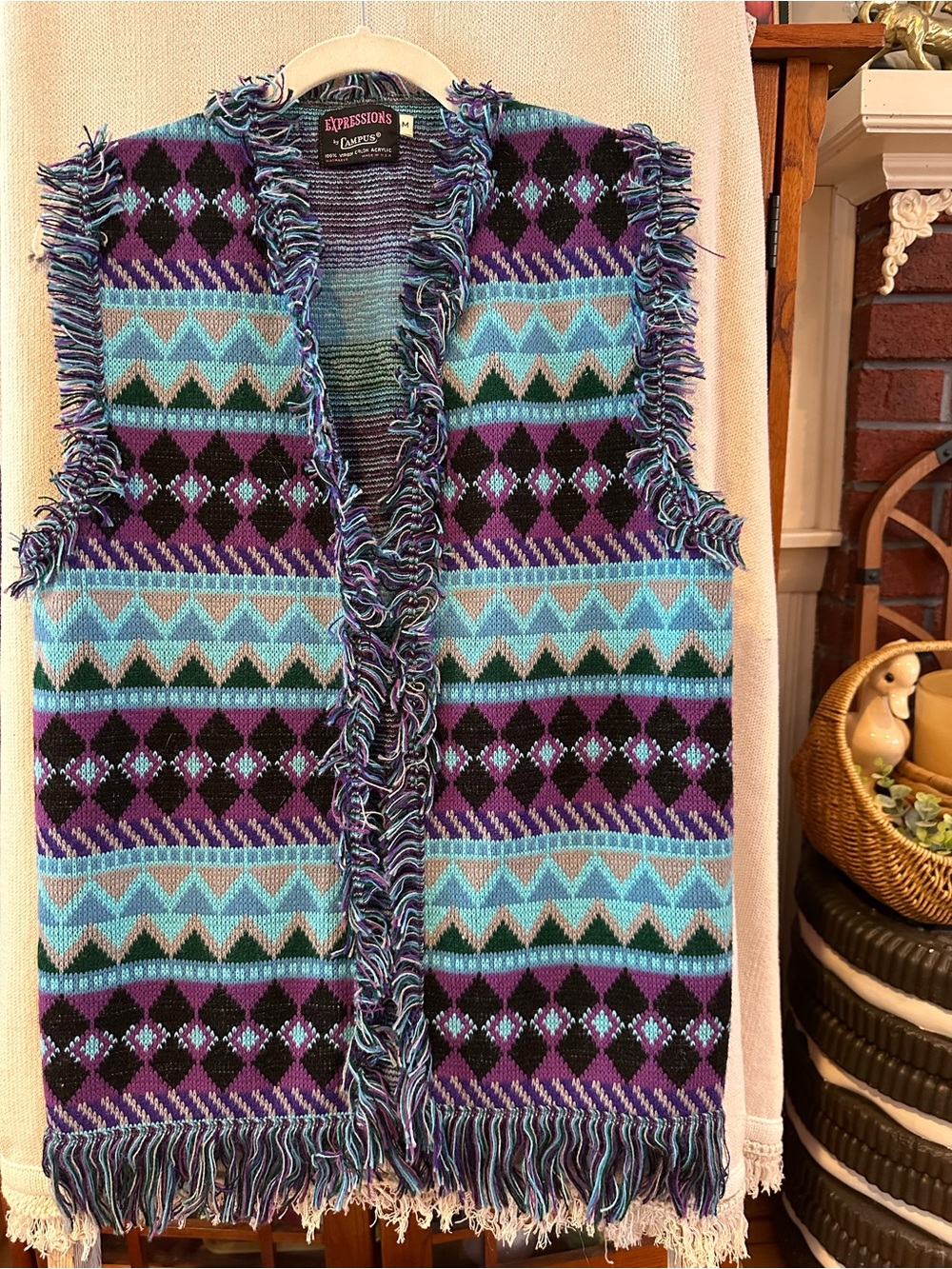 Vintage Boho Fringe Knit Vest